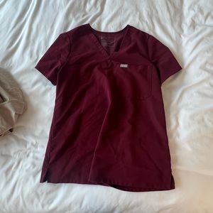 Womens figs Catarina one pocket scrub top burgundy